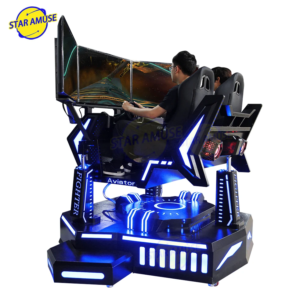 3 Screen Indoor VR Racing Machine 2-Seater 3 DOF Simulator with Metal Steering Wheel Three-Axis Race Car Gaming Drive Simulator