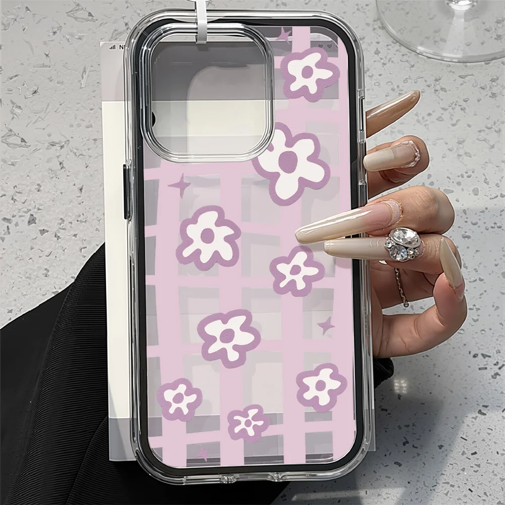 2-in-1 Weiche TPU Candy-Farben Handyhülle für iPhone 17 Pro Max 16 13 11 15 14 12 Air 17promax Transparente Blumen-Bemalte Hülle