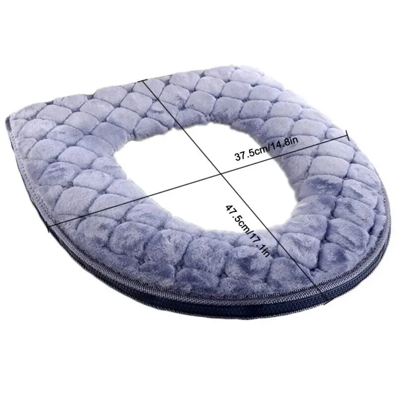 Toilet Cover Plush Seat Cover Models Waterproof Universal Model Toilet Ring Washable Zipper Bathroom Mat Decorative Toilet Seat