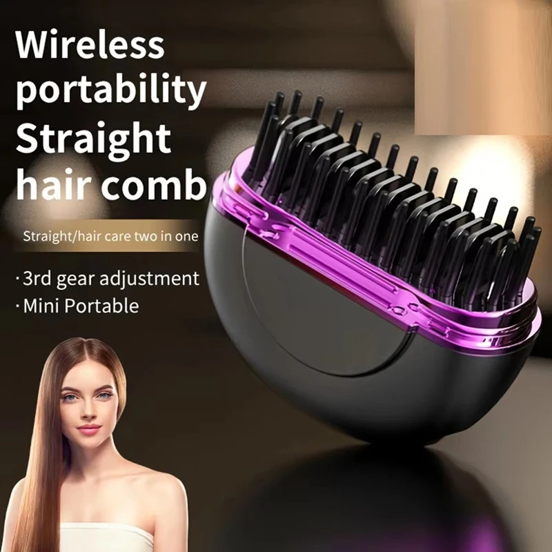 Wireless Rechargeable Travel-Friendly Portable Ionic Hair And Beard Straightener Brush,Mini Hair Stylereco-Friendly Packaging