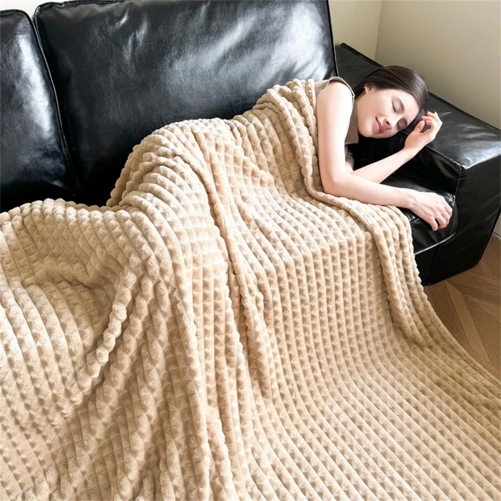 

Solid Color Thickened Wide Striped Multifunctional Blanket Can Be Used As Bed Sheet Cover Blanket, Nap Blanket Pet Blanket