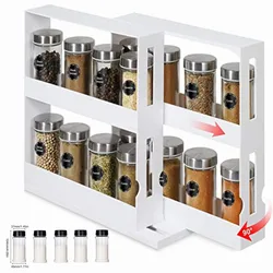 Home Kitchen Spice Organizer Rack Multi-Function Rotating Storage Shelf Slide Pull Out Kitchen Cabinet Organizer Spice Shelves