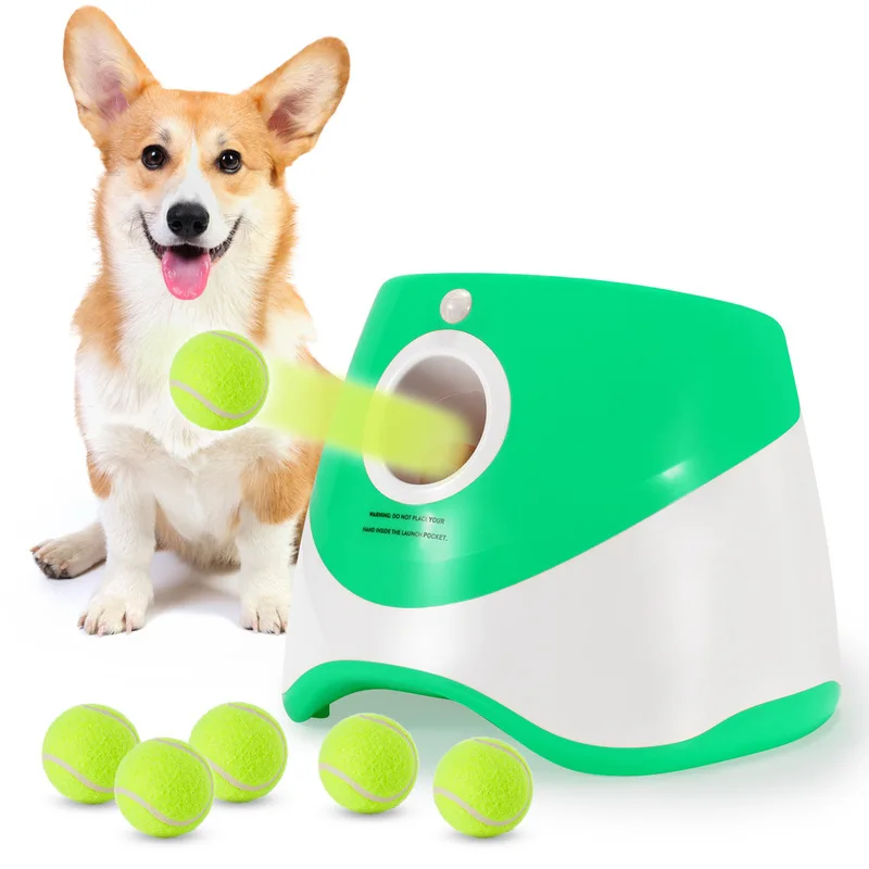 Automatic Pet Ball Launcher Dog Tennis Ball Thrower Machine Interactive Fetch Toy Puppy Training Exercise Equipment Outdoor Play