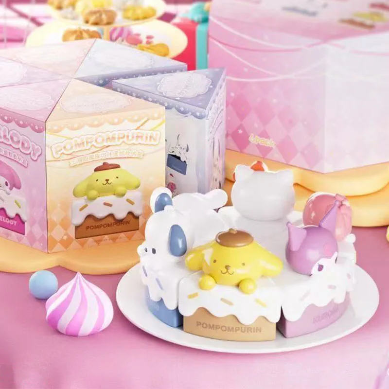 Hello Kitty Cake Specified Blind Box Kuromi Cinnamoroll Family Cake Series Shaped Storage Box Cute Ornament Cartoon Toy Gift