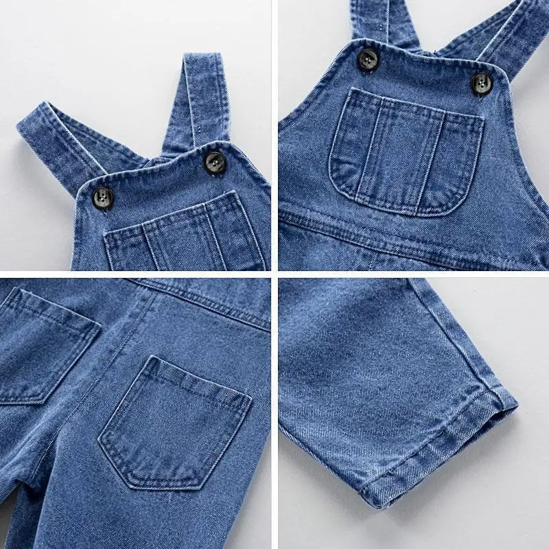 Spring Autumn New Children\'s Overalls Boys Girls Universal Fashionable Jeans Baby Foreign Flavour Versatile Denim Overalls