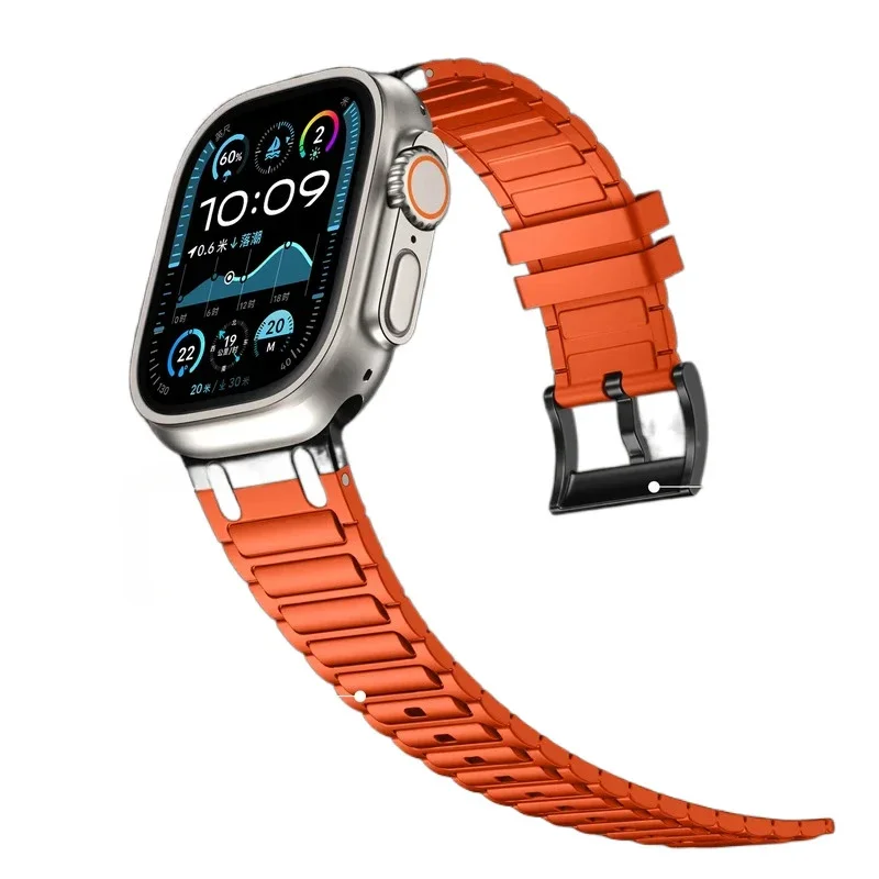

Modified Metal Integration Band for Apple Watch Ultra 2 49mm 10 9 8 7 46mm 45mm 42mm 41mm Silicone Bracelet iWatch 6 5 4 SE 44mm