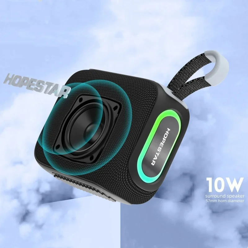 HOPESTAR-H66 다채로운 LED 조명과 휴대용 무선 시끄러운 소리 작은 스피커 다기능 야외 파티 블루투스 스피커