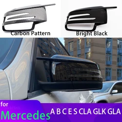 Carbon Fiber Look Black Rearview Side Mirror cover Caps for Mercedes-Benz W204 E W212 W176 W246 CLS C218 GLA X156 ABS