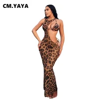 CM.YAYA Women Beach Bikini Set with Cutout Leopard Printed Sexy Long Bodycon Swimsuit Three 2 Piece Set Swimwear Bathing Suit 6