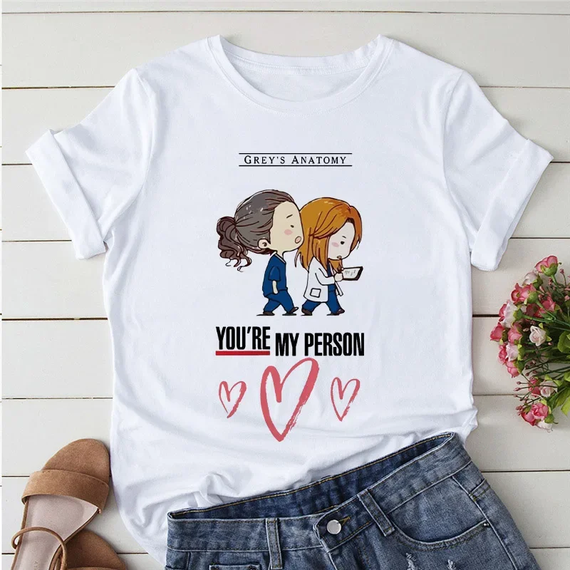 2024 Summer T-shirts Women Greys Anatomy You\'re My Person Graphic Lady T Shirts Kawaii Clothing Short Sleeve Female Tshirt Tops