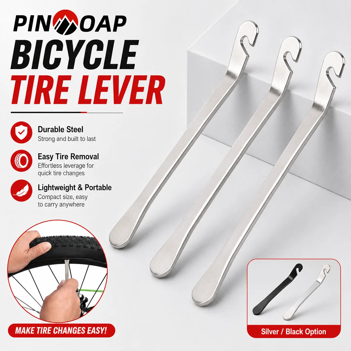 PINMOAP 1/3PCS Bike Tire Lever Heavy Duty Bicycle Tire Pry Bar Tool Portable Spoon For Mtb Road Bike Inner Tube Repair Cycling
