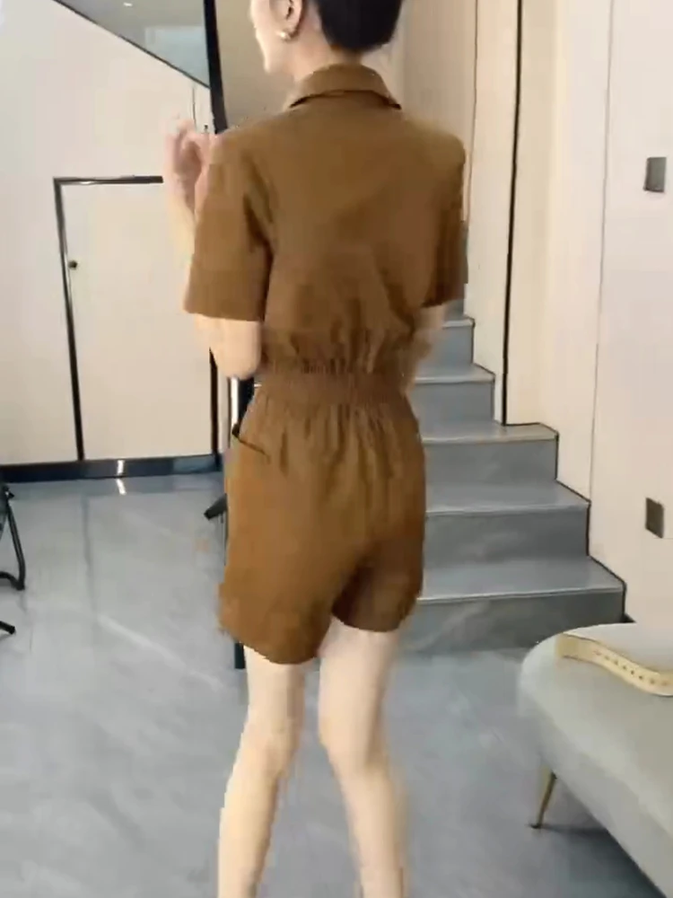 Casual Faionable 2025 verão novas calças femininas de uma peça cintura alta emagrecimento workwear orts corte reto cintura média ort p...