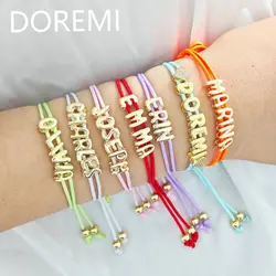 DOREMI Holiday 3D Bubble Letter Initial Bracelet With Name Couple Jewelry Gift Balloon Letter Name Woven Chain Bracelet