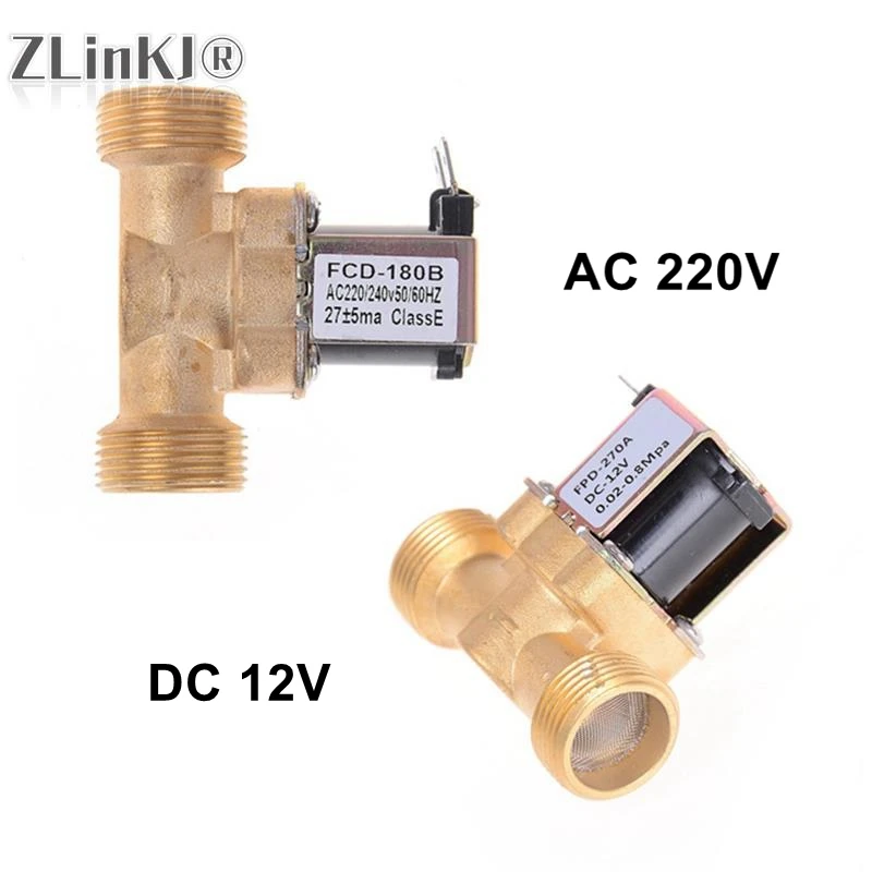 1Pcs Brass Electric Solenoid Valve Water Normally Closed Air Inlet 3/4