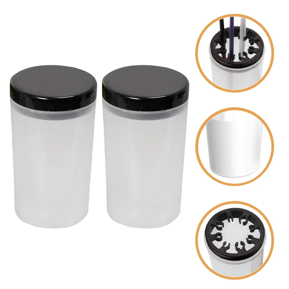 2 Pcs Nail Brush Cleaning Cup Pencil Bottle Paint Artist Washer Reusable Cleaner