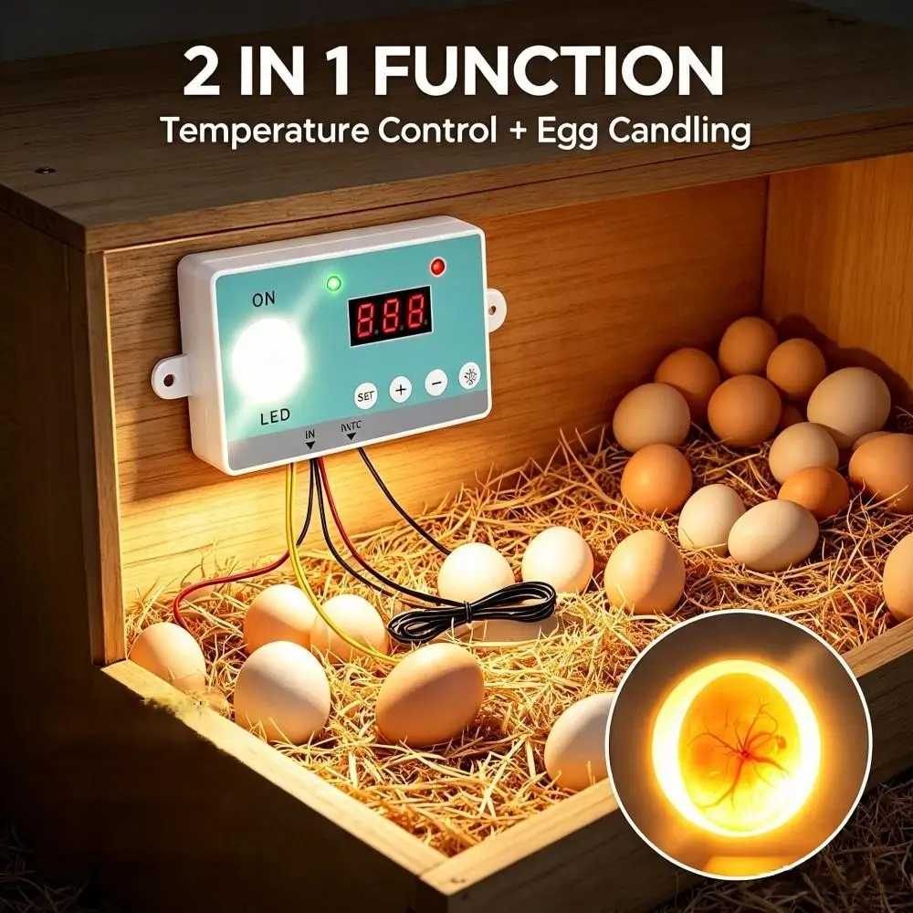 Digital Temperature Controller Switch, AC110-220V Thermostat Module NTC Sensor for DIY Egg Incubator Poultry Hatching Brooder
