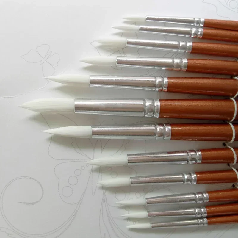 12Pcs/lot Paint Brush Set  Art Drawing Brushes Wooden Handle Brushes For Acrylic Painting Supplies