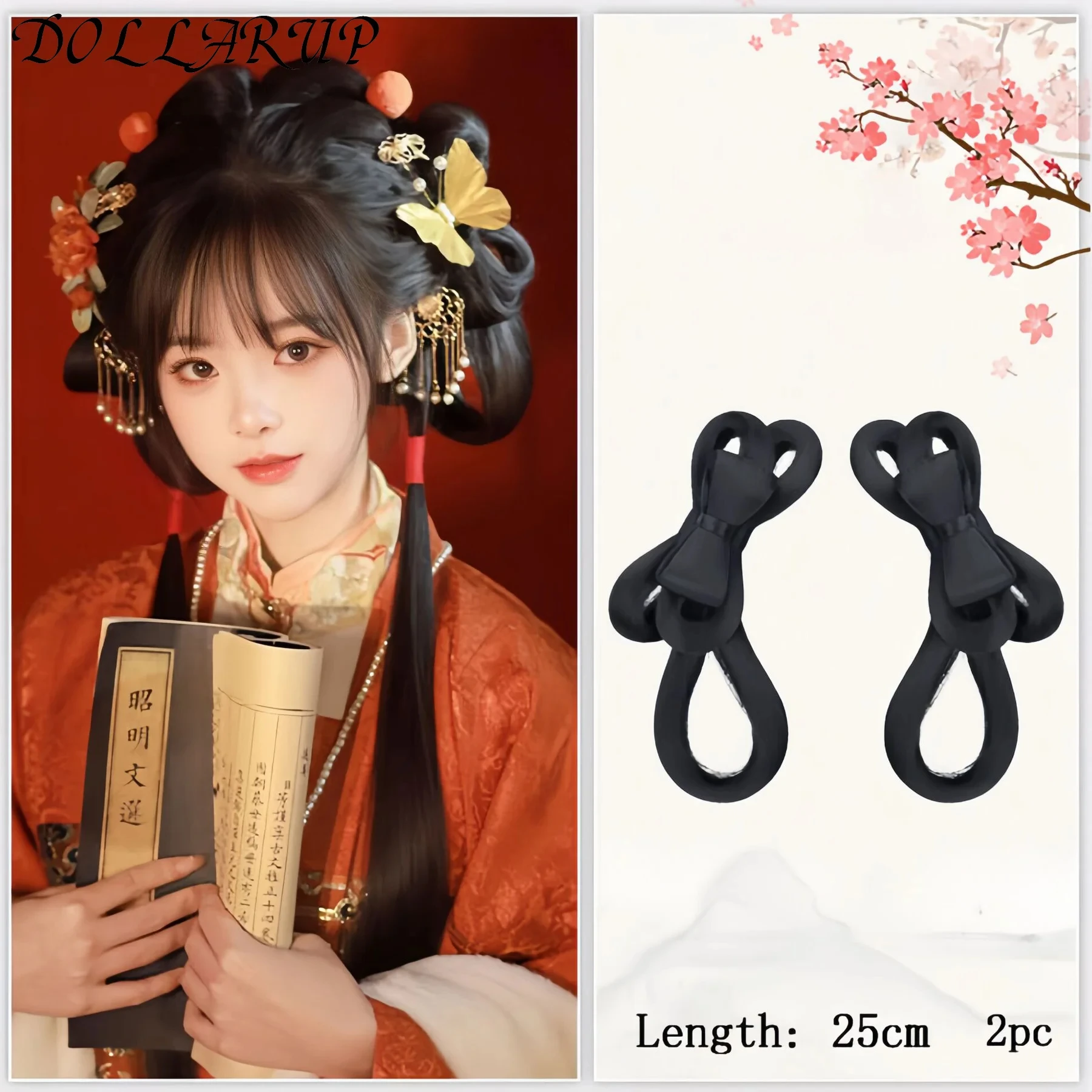 JKL الاصطناعية الصينية التقليدية الرجعية الشعر الأسود Chignon وهمية Hanfu كعكة الشعر وسادة عالية القديمة الأميرة التلفزيون شعر مستعار تأثيري #5