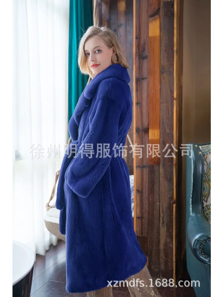 الفاخرة عالية الجودة الفراء خندق معطف حزام للنساء طويل فو الفراء معطف شتاء دافئ رقيق لينة التلبيب معطف طويل الأكمام ملابس خارجية #6