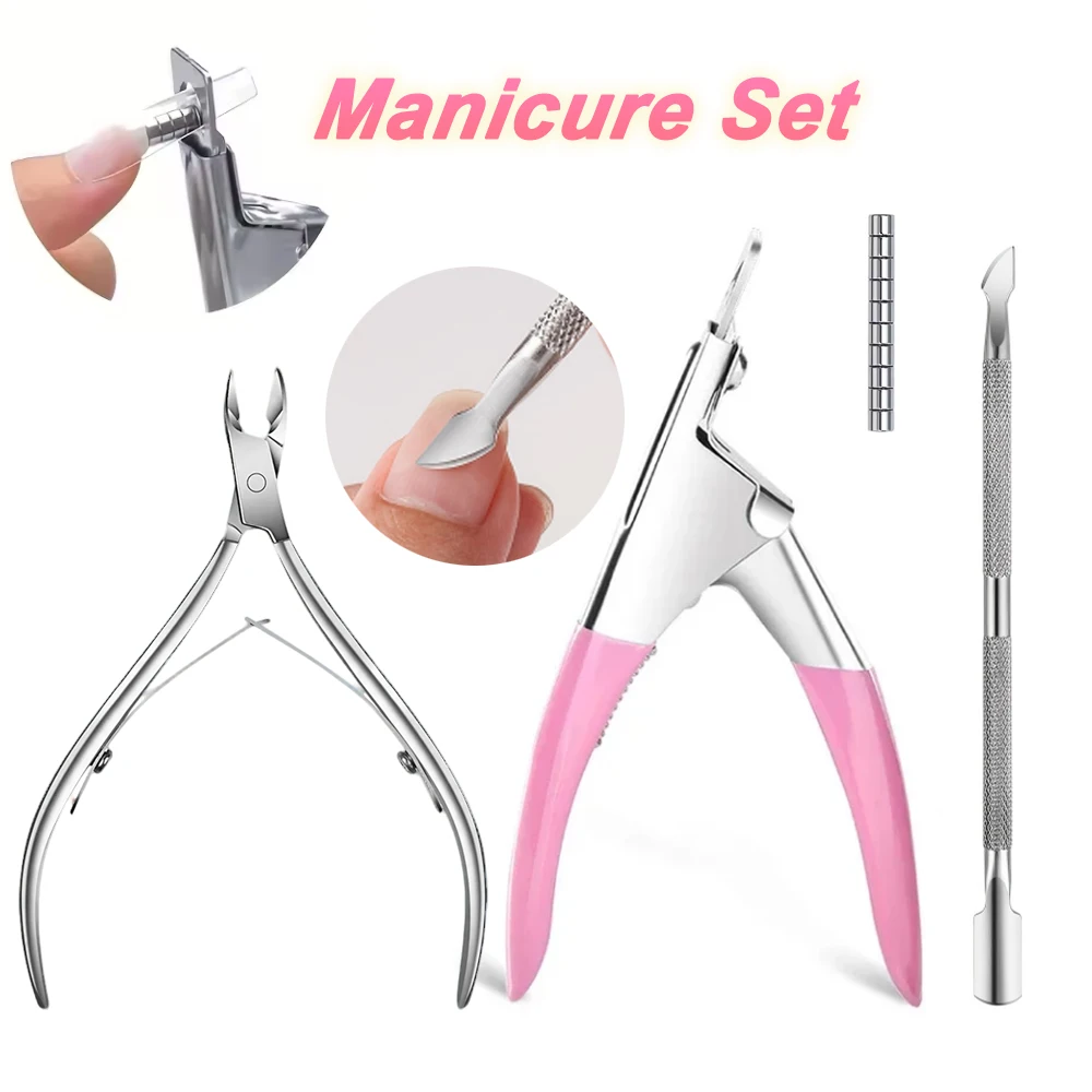 13Pcs Powerful Magnet Cylindrical Multi Functional Cat Eye Magnet Stainless Steel Nail Clippers Manicure Set Nail Cuticle