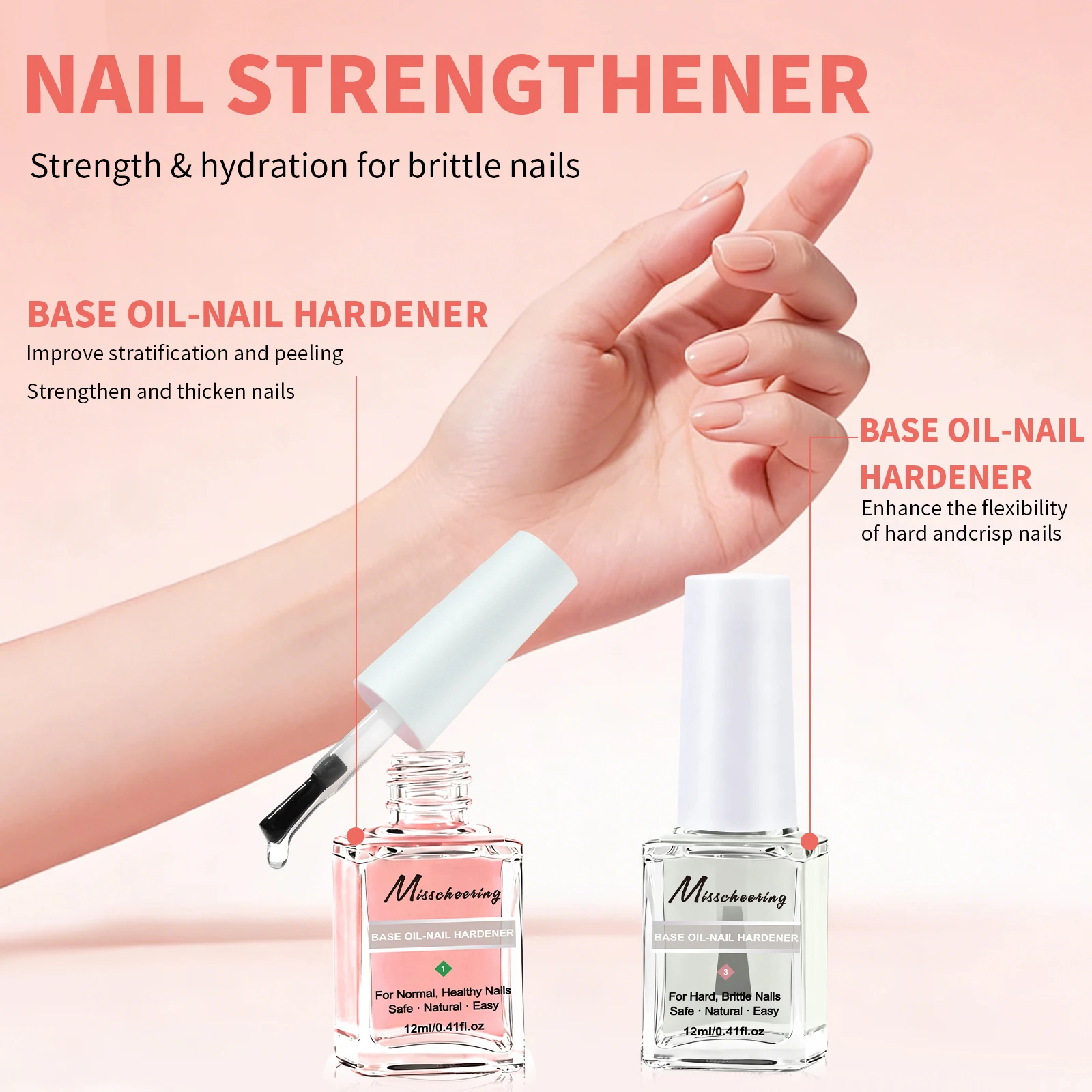 2 szt. Zestaw wzmacniający paznokcie Głęboko nawilża i rozjaśnia paznokcie, używany do naprawy zniszczonych, popękanych, złamanych paznokci, utrzymując ich zdrowie