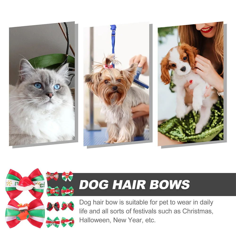 

20pcs Dog Bows Pet Headdress Santa Snowman Hairstyle Accessories Small Medium Dogs R om Colors Styles Christmas Daily Occasions