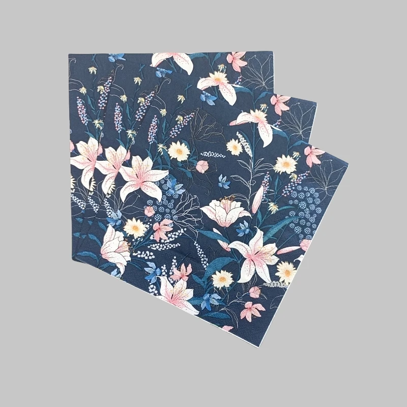 20Pcs/Pack Elegant Flower Table Decoupage Paper Napkins Vintage Floral Napkin Paper Tissues for Wedding Party Decors Wholesale 2