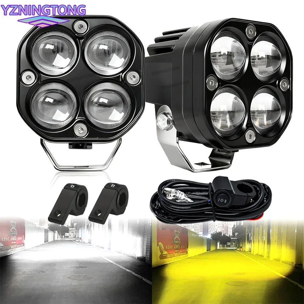 

Super bright 3 Inch Led Headlight for Motorcycle 200W Dual Color LED Spotlights For Truck Car SUV ATV 30000LM 12V 24V Fog lamp