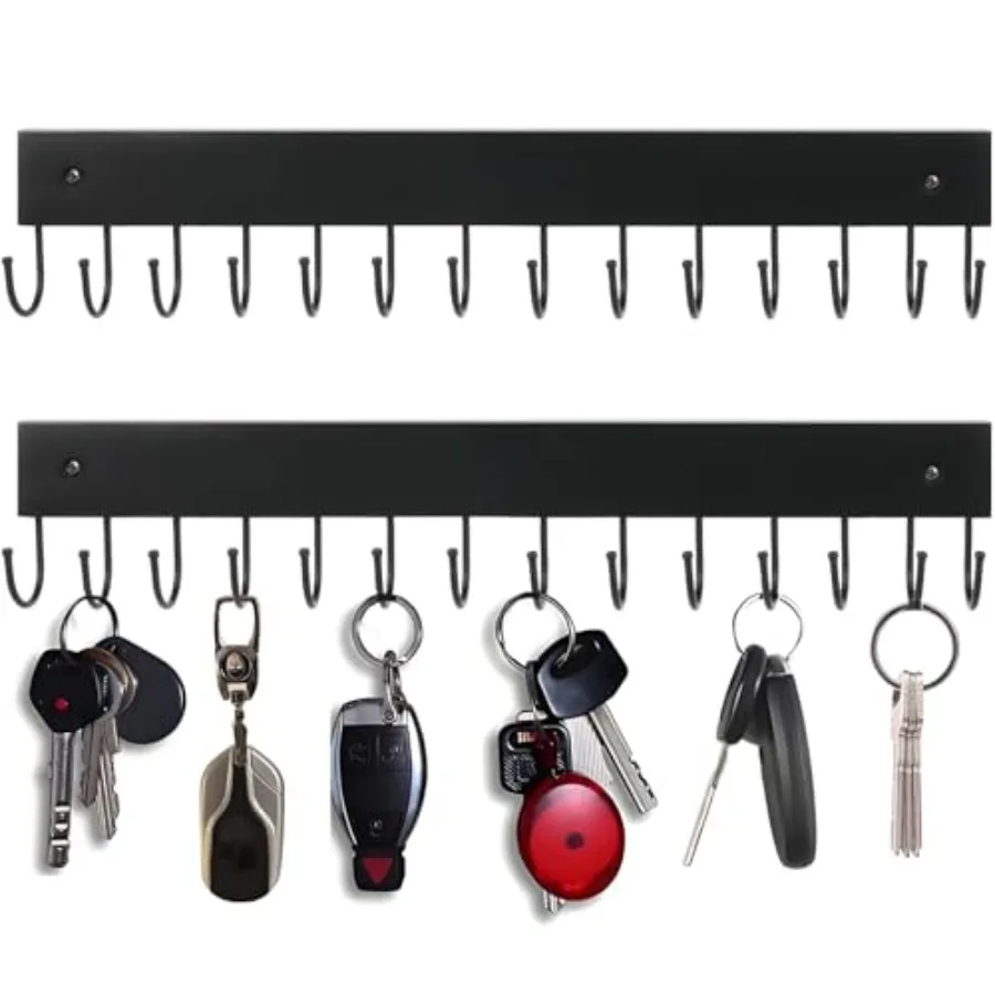 

2Pack Key Holder Wall Mount with 28 Rotating 180° Key Hooks, 14.6" Rustproof Organizer Hanger for Apartment Decor, Wall Storage