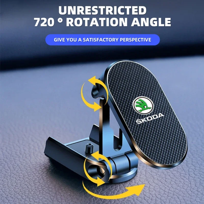 Magnetic Car Phone Holder Foldable Phone Stand For Skoda Octavia MK2 MK1 2 3 A5 A7 A8 Fabia Karoq Superb Rapid Kamiq Scala