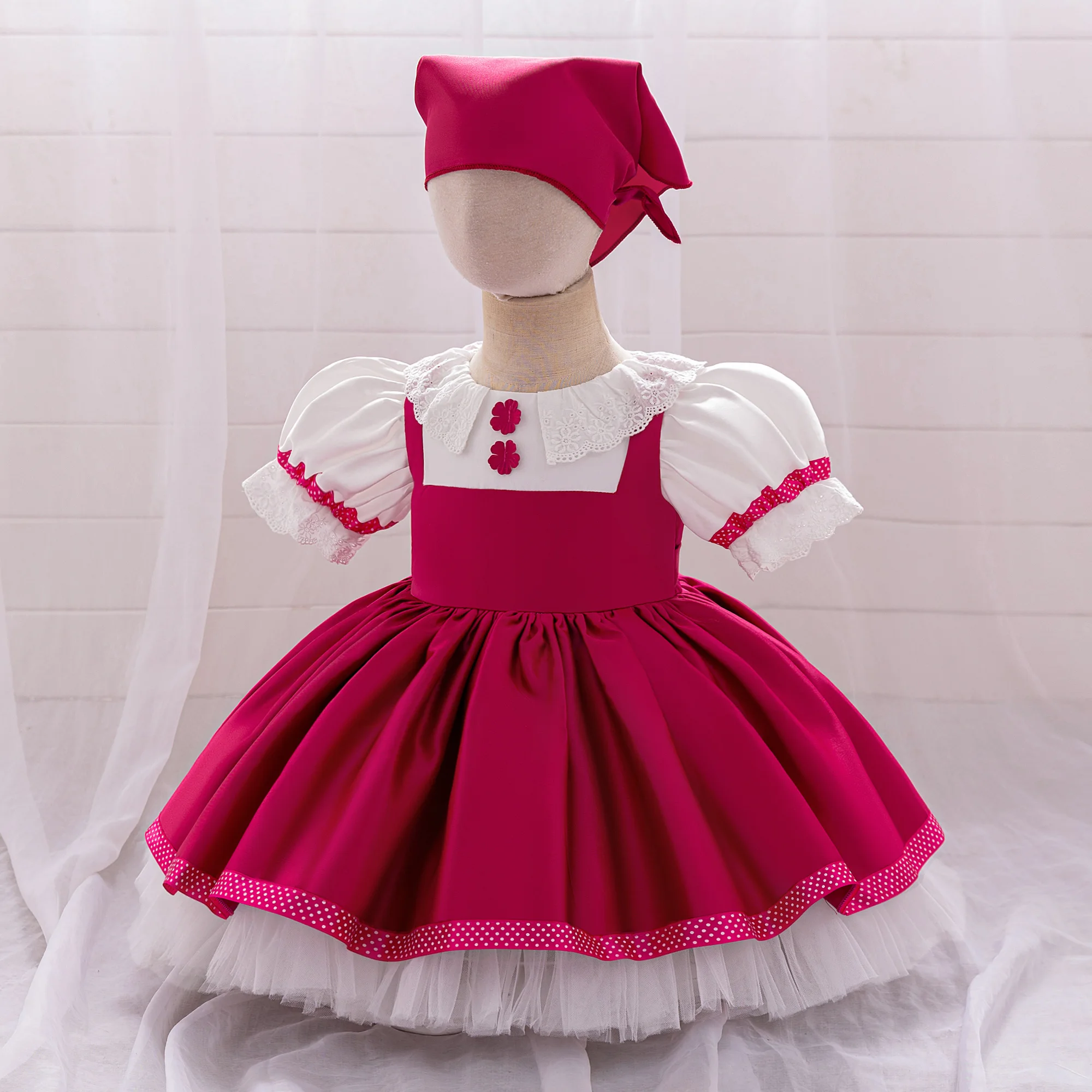 Ma Sha Bear Mädchen Partykleid 2-teilig Kleinkind Lolita 1. Geburtstag Hochzeit Prinzessin Ballkleid Karneval Halloween Kinderkleidung – Detail 14