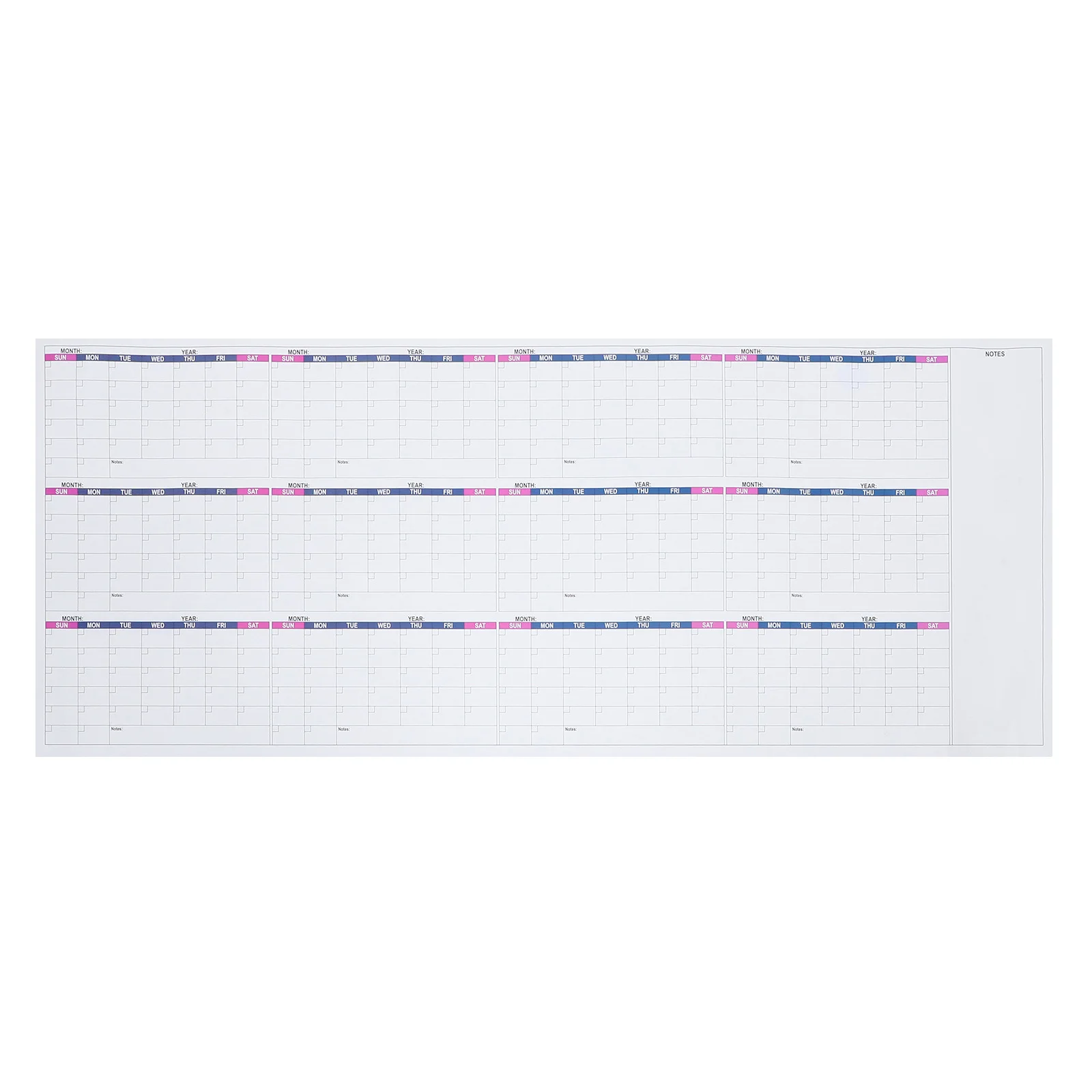 

1 комплект, настенный планировщик без даты, сухое стирание, ламинированная поверхность, достаточный письменный пространство, семейный органайзер, настенный календарь, планировщик без даты