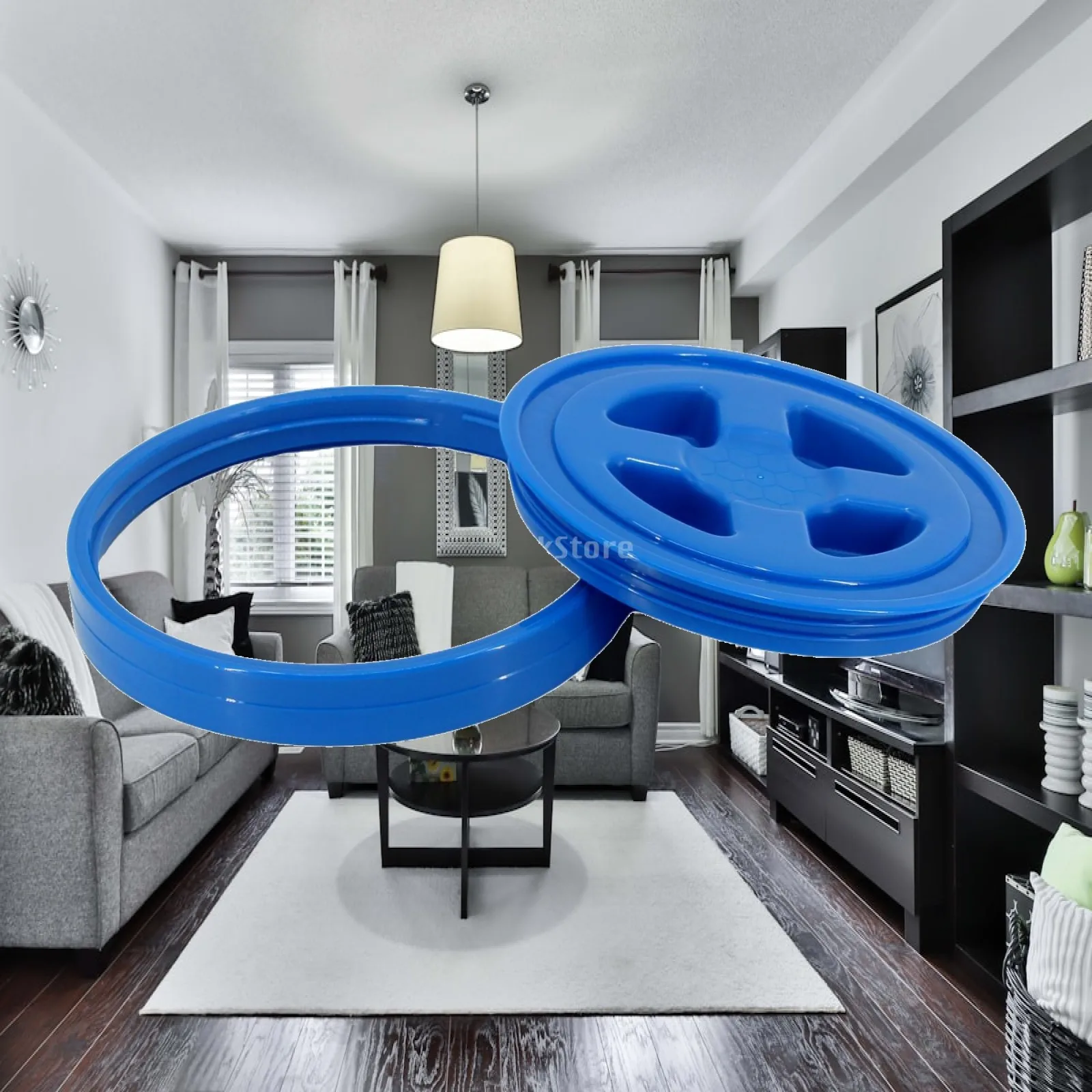Round PP Plastic Container Lid Textured Container Lid with Retaining Loop Round Plastic Pail Cover Secure Fit Reusable
