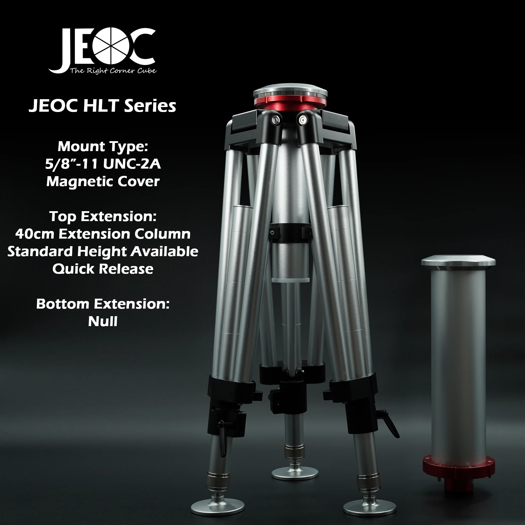 JEOC Heavy Load Tripod with 40cm Height Kit, for Faro Leica API Laser Trackers, 5/8-11 UNC-2A, with Flight Case