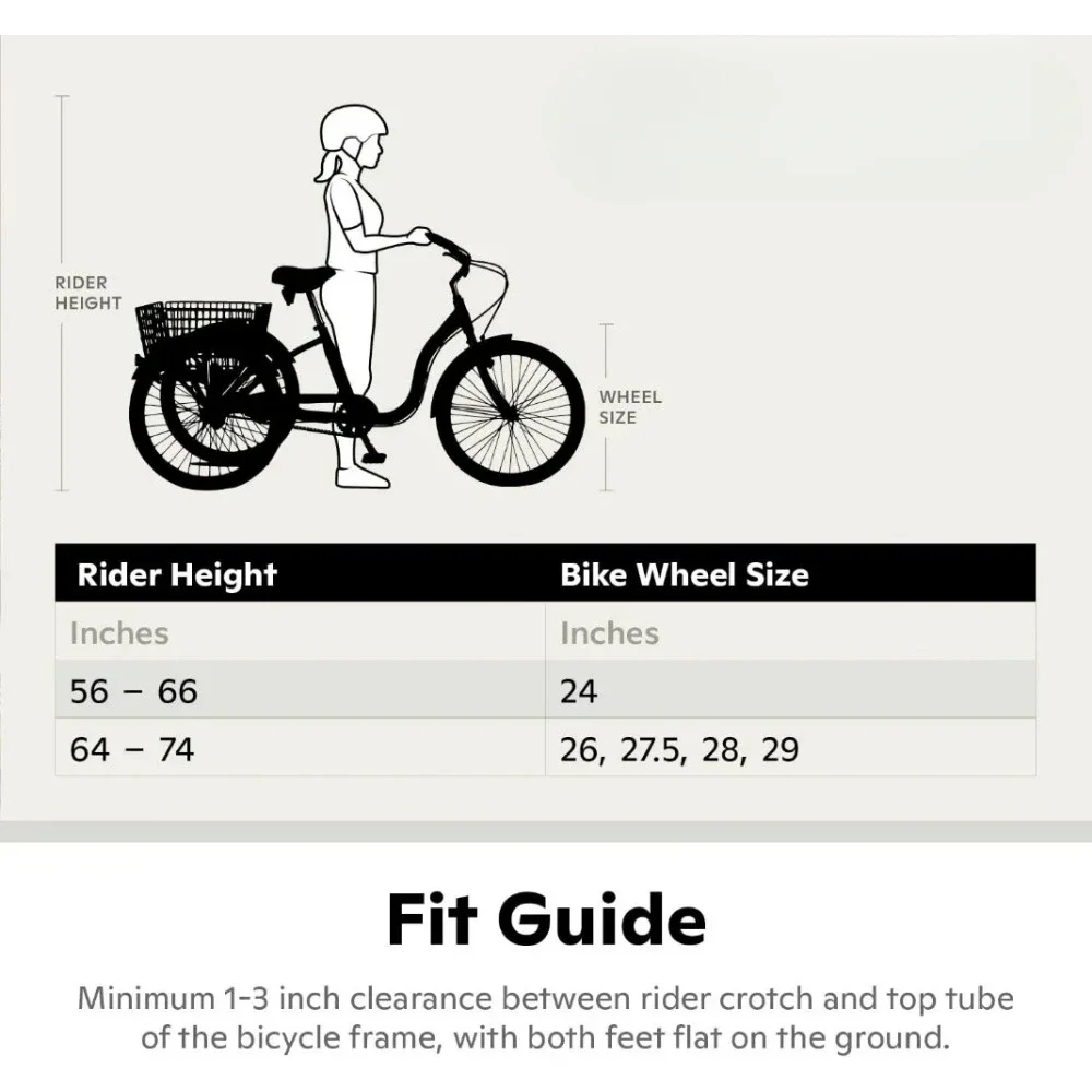 Tt لدراجة ثلاثية العجلات للبالغين من ميريديان، و3 عجلات مقاس 24 و26 بوصة، وإطار منخفض الخطوة، ومقعد كروزر كبير، وسلة خلفية قابلة للطي #1