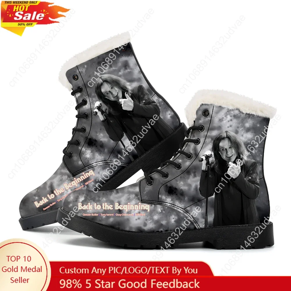 

Ozzy Osbourne 1948-2025 Plush Boots Mens Womens Casual Shoes Outdoor Keep Warm Leather Boot Back To The Beginning Customize Shoe