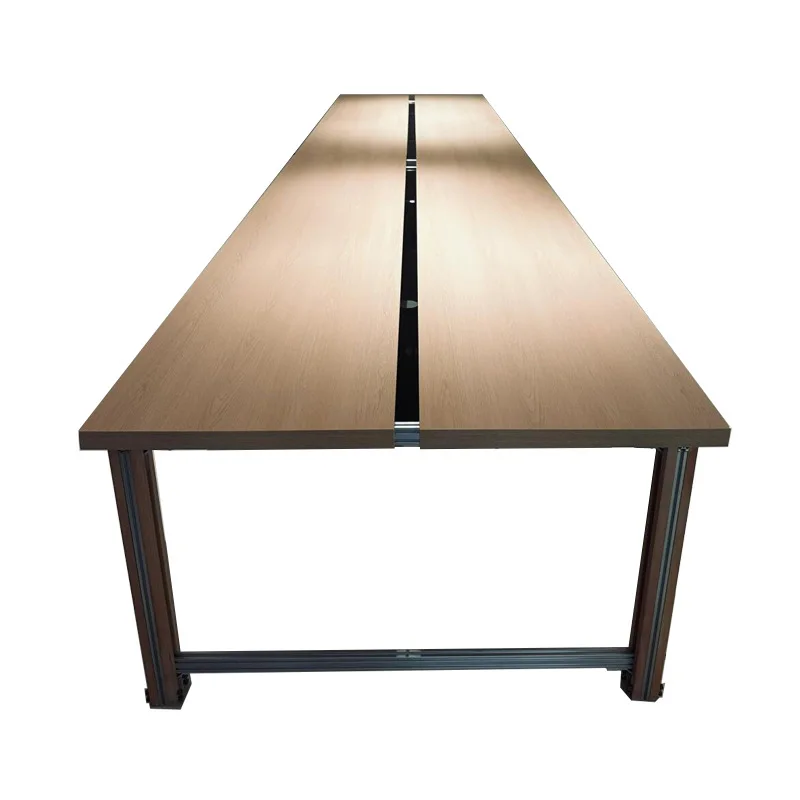 Simple log rectangular conference desk solid wood dining table long desk exhibition hall reception room workbench