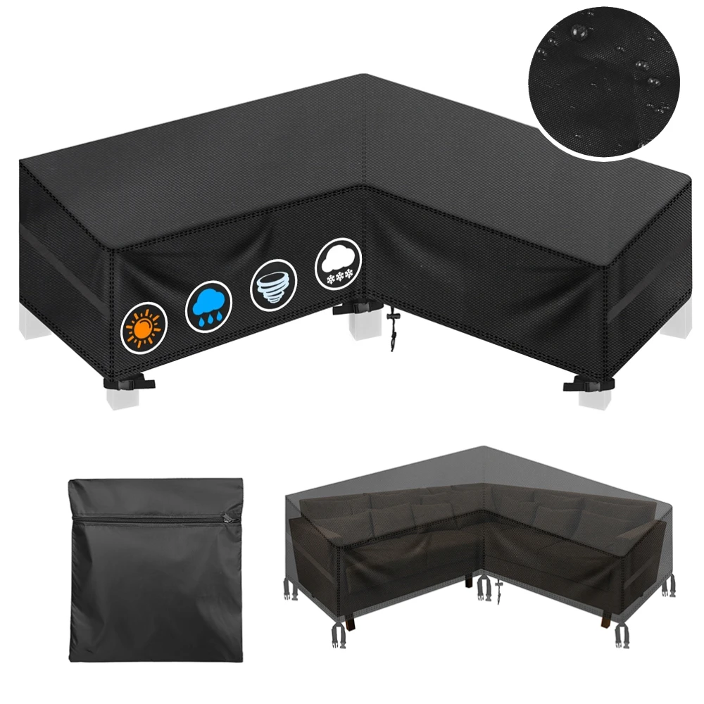 

Waterproof Garden Furniture Cover L-Shaped Lounge Cover Sofa Cover for Garden Tarpaulin Corner Sofa Furniture Protective Cover