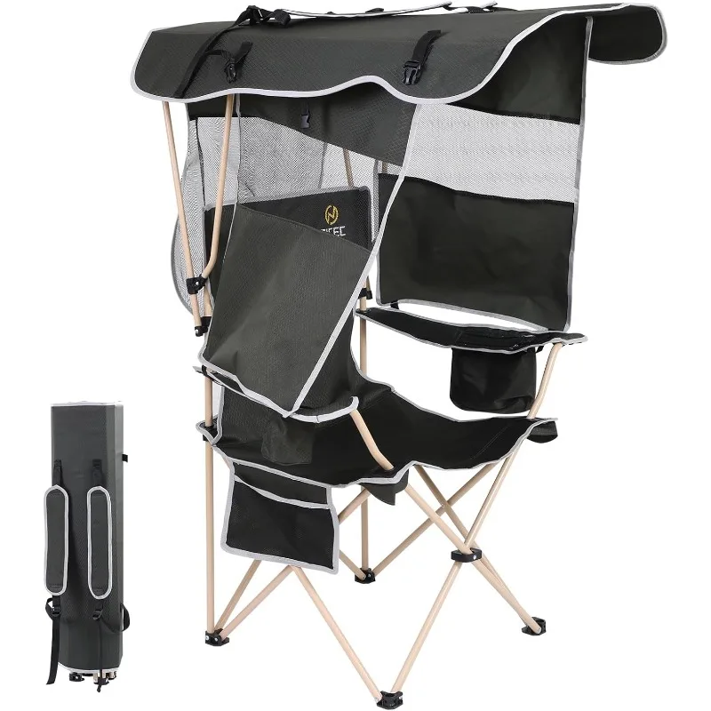 

Camping Chair with Canopy, Chair with Shades, Sports Chairs, Folding Chair with Canopy, Detachable Shade Canopy, Side-Pocket