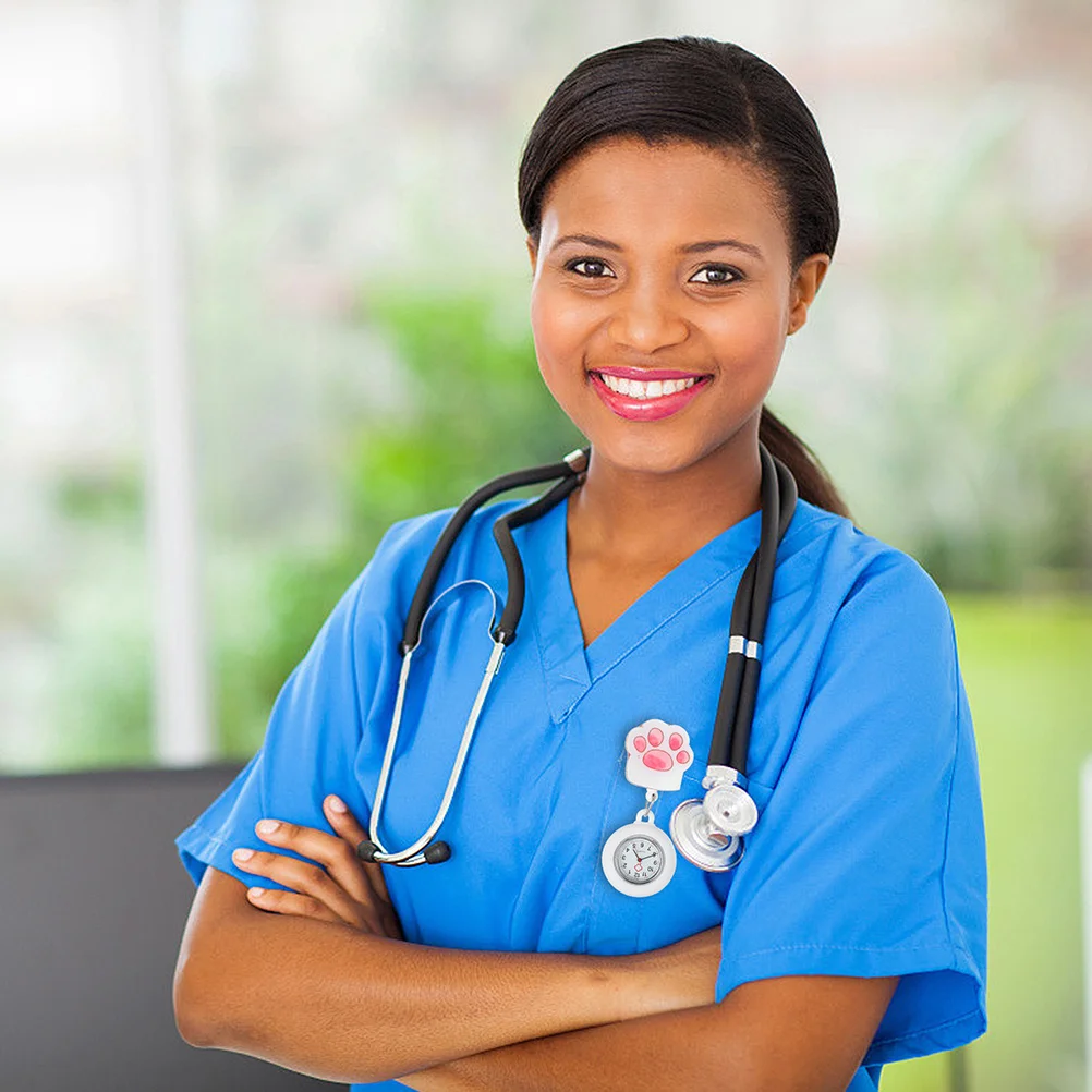 

LIFKOME 2pcs Pocket Watch Clip Fob for Nurses Cartoon Badge Retractable Digital Quartz White Brooch Accessory