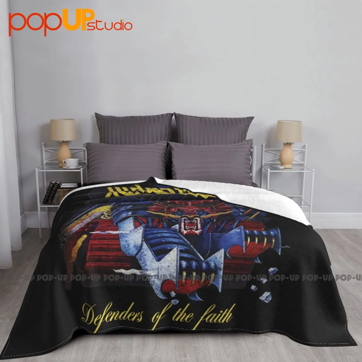 Judas Priest Defenders Of Faith Distressed Logo Blanket For Bed Sofa Cover Bedding Supply