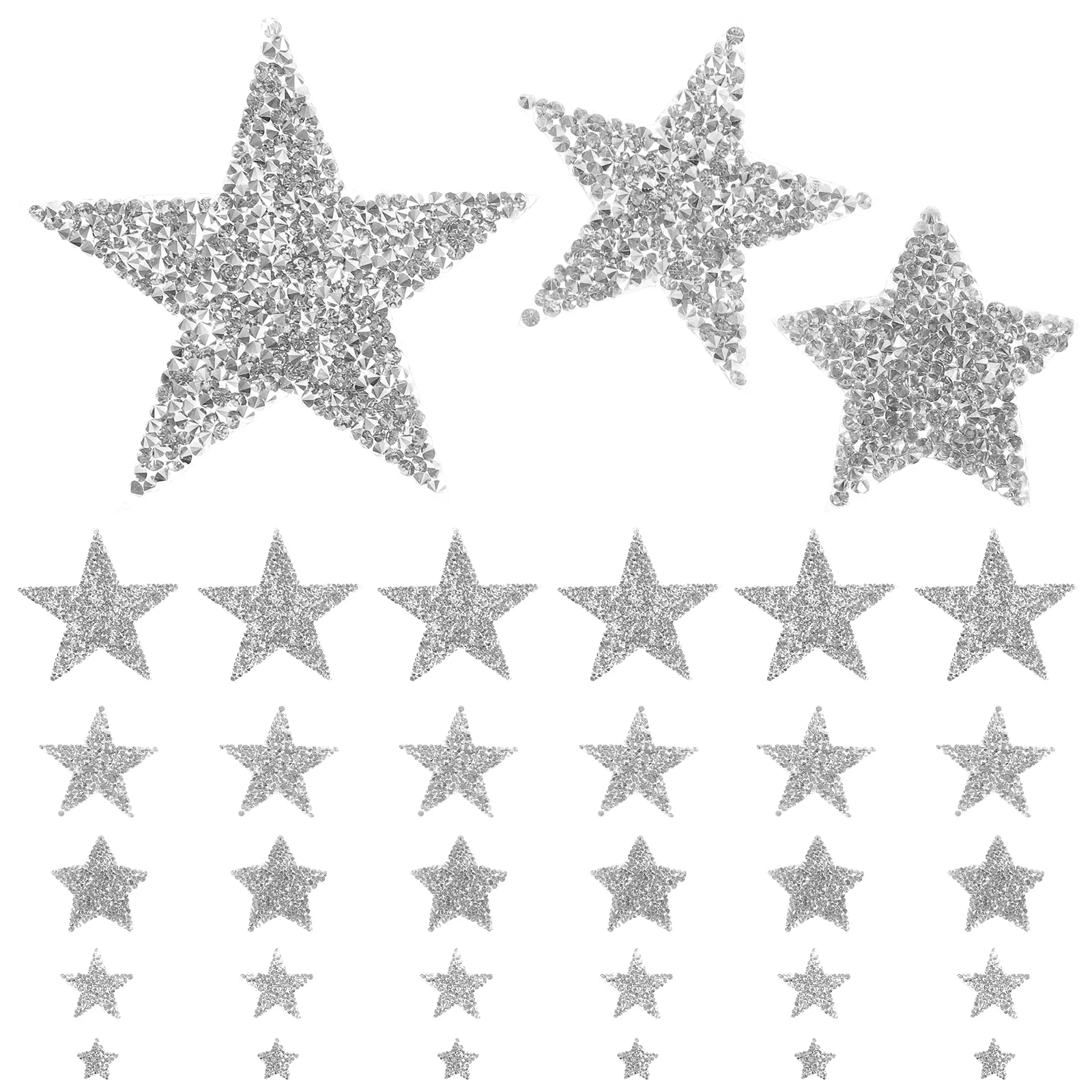 

50 Pcs Embroidered Patch Five-pointed Star Cloth Sticker Rhinestones Glitter Patches Delicate Applique