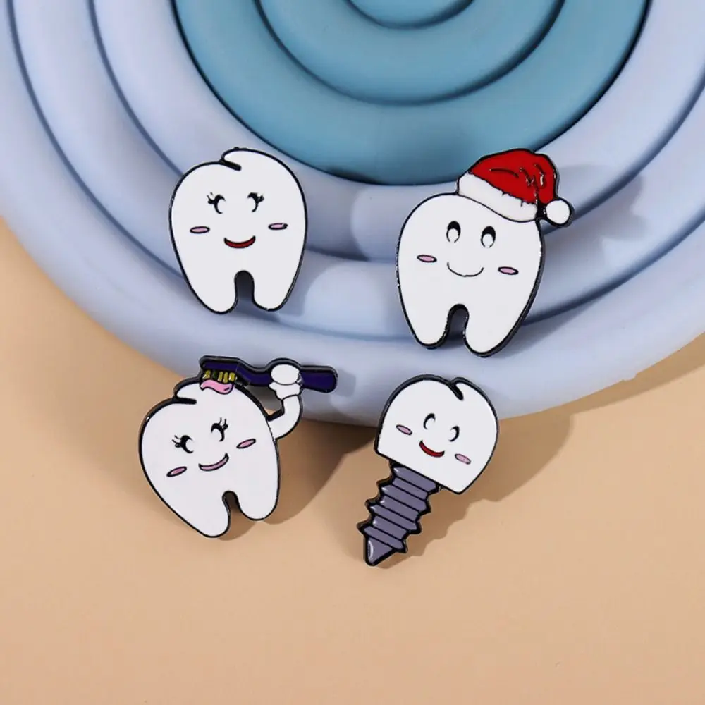 Dripping Oil Smiling Tooth Enamel Pins Alloy Variety of Shapes Funny Teeth Dentist Brooches Health Care Jewelry Cartoon