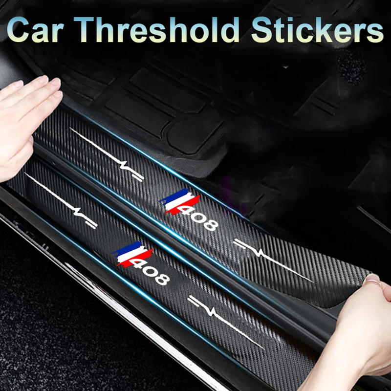 

Car Trunk Door Sill Bumper Scuff Plate Sticker Decals Threshold Protector Anti Scratch Strip for Peugeot 408 Logo Auto Interior