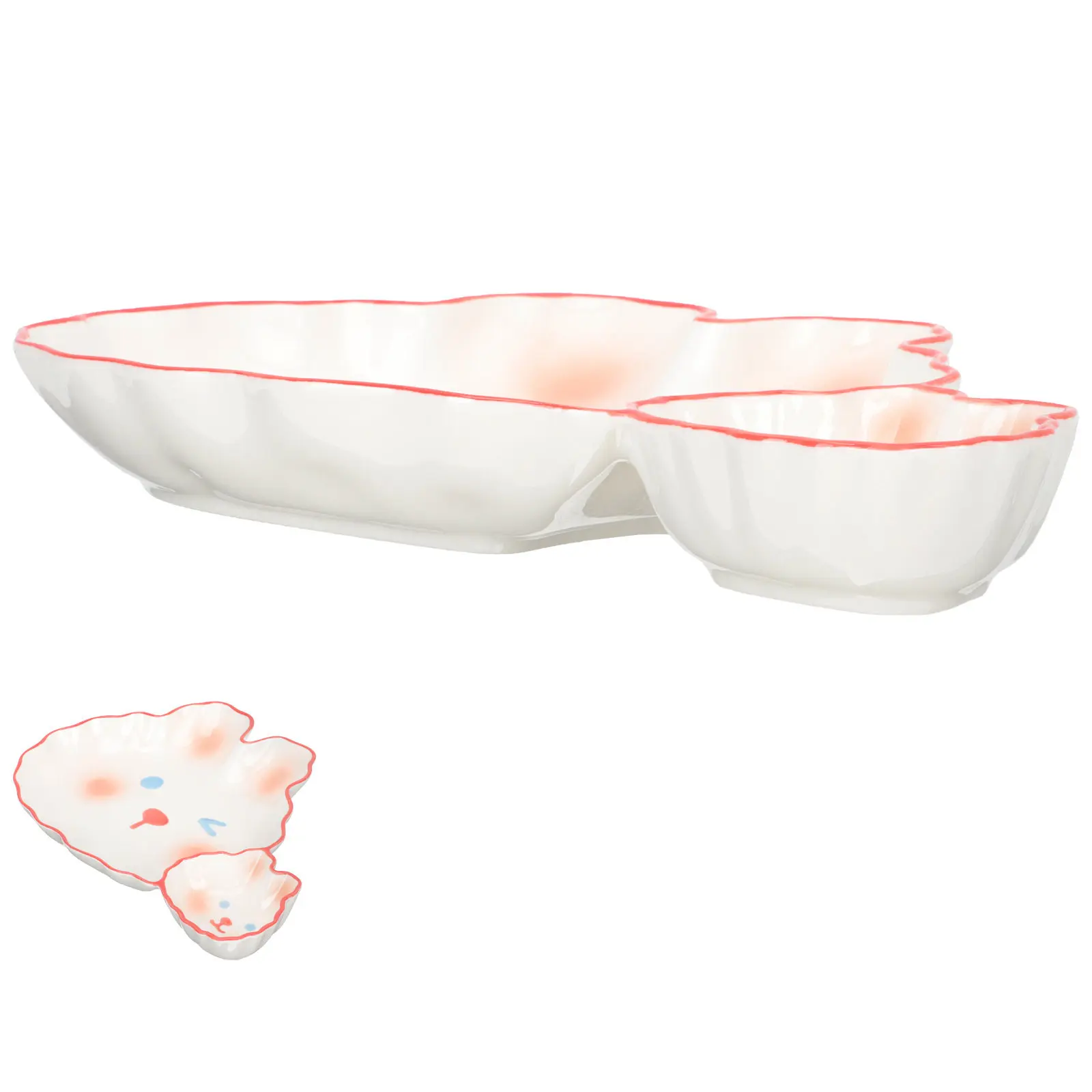 Plate Ceramic Dumpling Dish Multi-Function Compact Food Plate Reusable Household Sushi Platter Suitable for Home Party