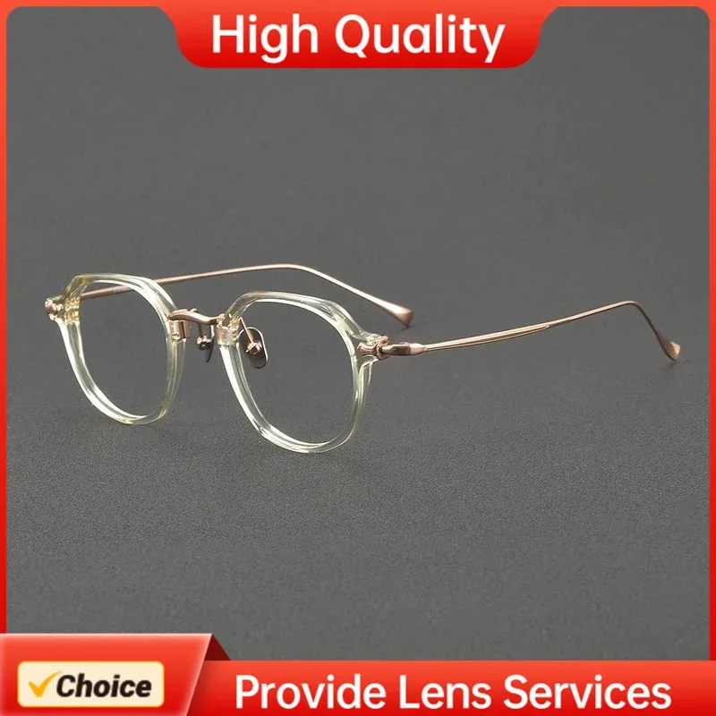 KAME Style 81036 Designer Retro Titanium Acetate Combined MANNEN Eyeglasses Frame IP Plating Men Women Glasses Frames