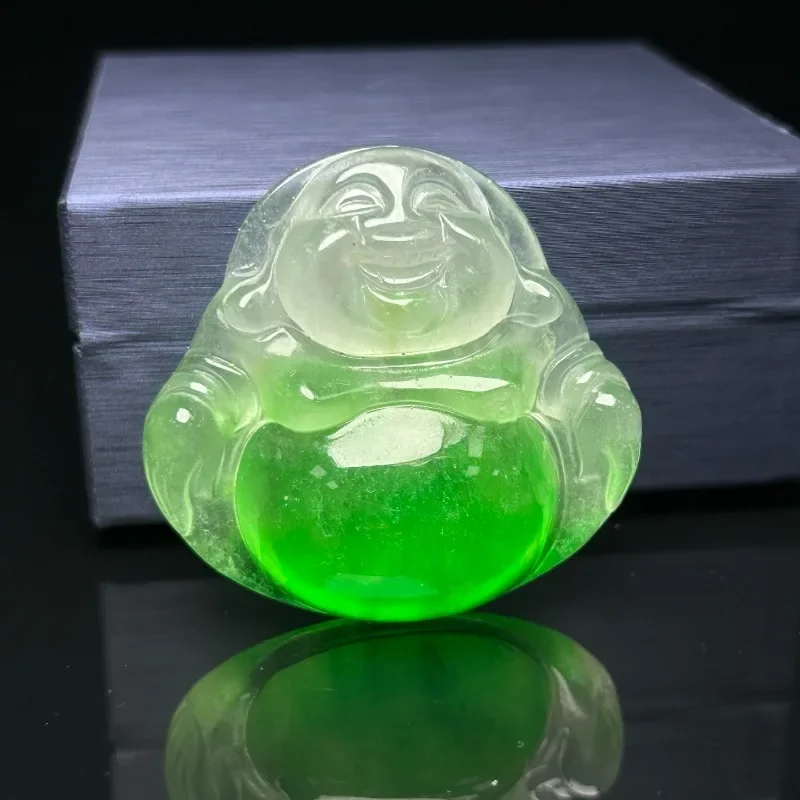 

Натуральный высокий ледяной кварцит, нефритовый лед, полузеленый кулон Будды Гун, ожерелье, ювелирные изделия