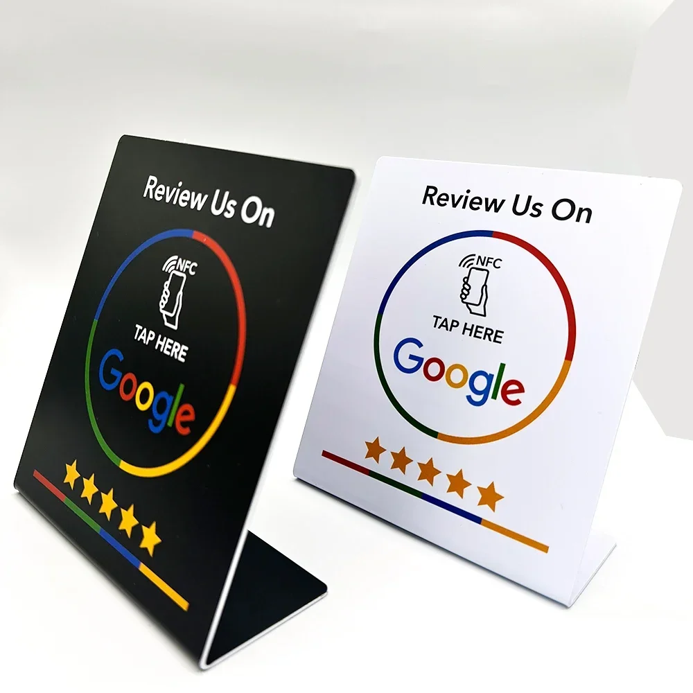 Google Review NFC Stand Display Table Display NFC Tap Card Stand Reivew us on Google 13.56MHz NT/AG215 504bytes NFC Stand