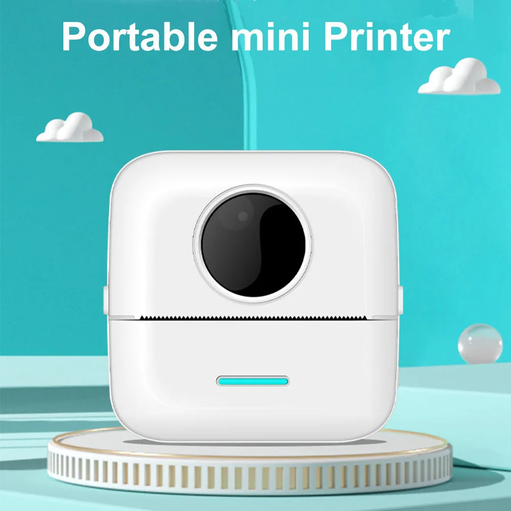 Mini HD Pocket Thermal Printer BT Inkless 57mm Thermal Paper Sticker Label Photo Text Printer For iOS Android Students Office