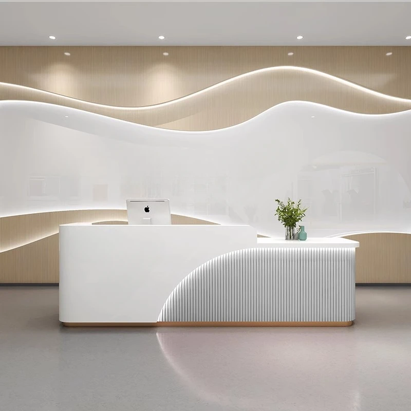 Office Gaming Reception Desk Standing Console Modern Desktop Reception Desk Workbench Scrivania Reseption Luxury Furniture